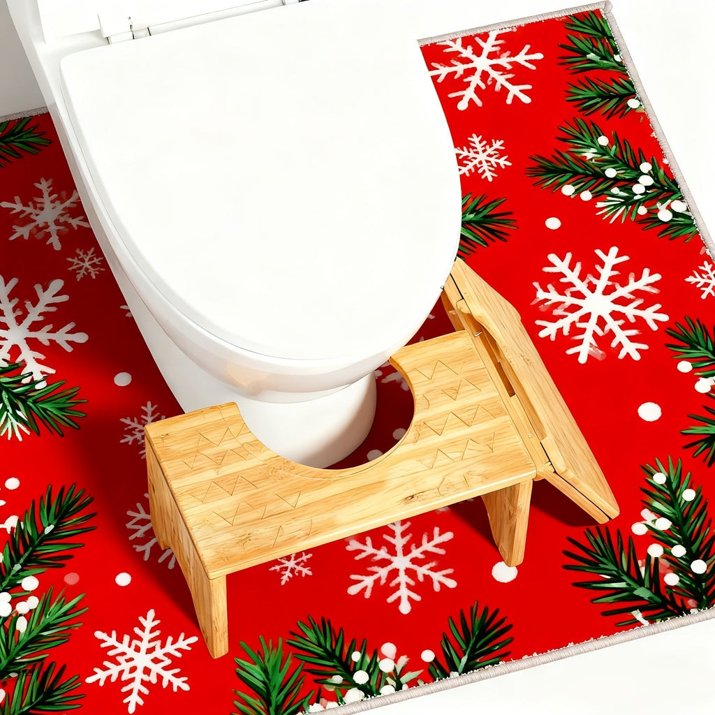 Toilet Stool Foldable Bamboo Squatting Stool – Ergonomic 7-Inch Height for Natural Constipation Relief | Collapsible Non-Slip Bathroom