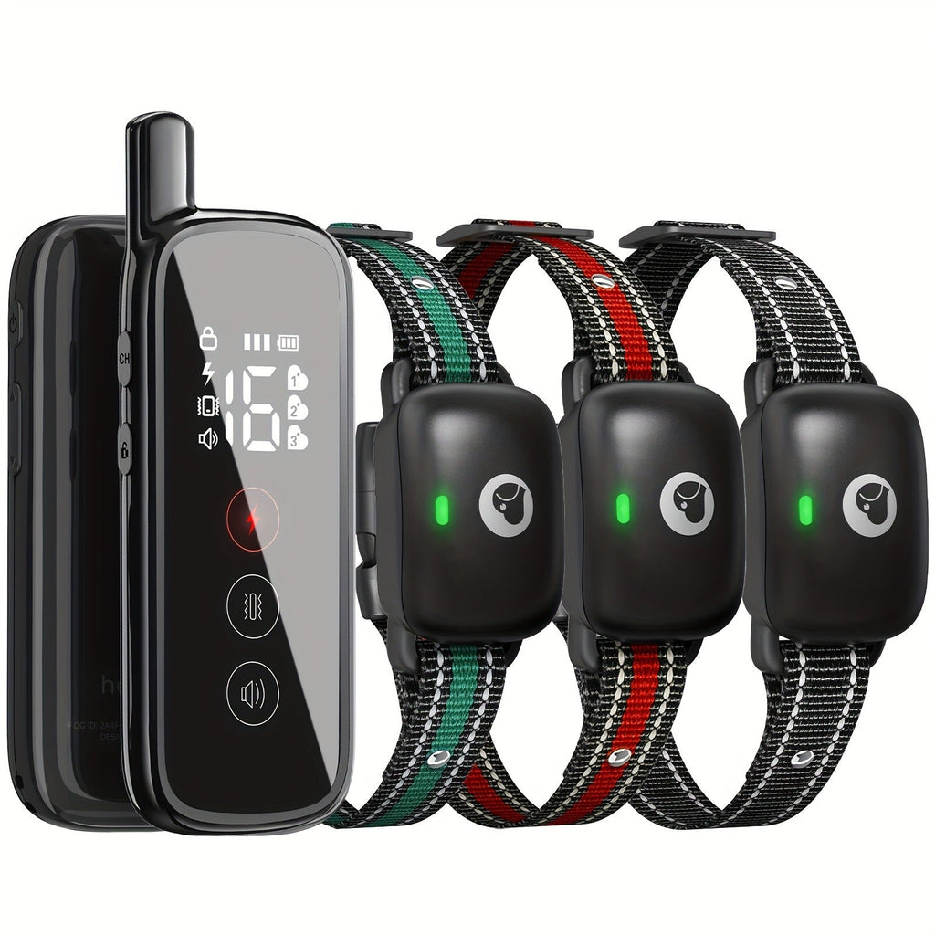 Dog Training Collar Black Remote Set with IP68 Receiver, 1640-Foot Range and One- to Three-Receiver Options