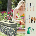 Gardening Kit 9-Piece with Gloves & Carry Bag | Heavy Duty Rust-Resistant Garden Tool Set Trowel Weeder Pruner Rake | Planting Gift