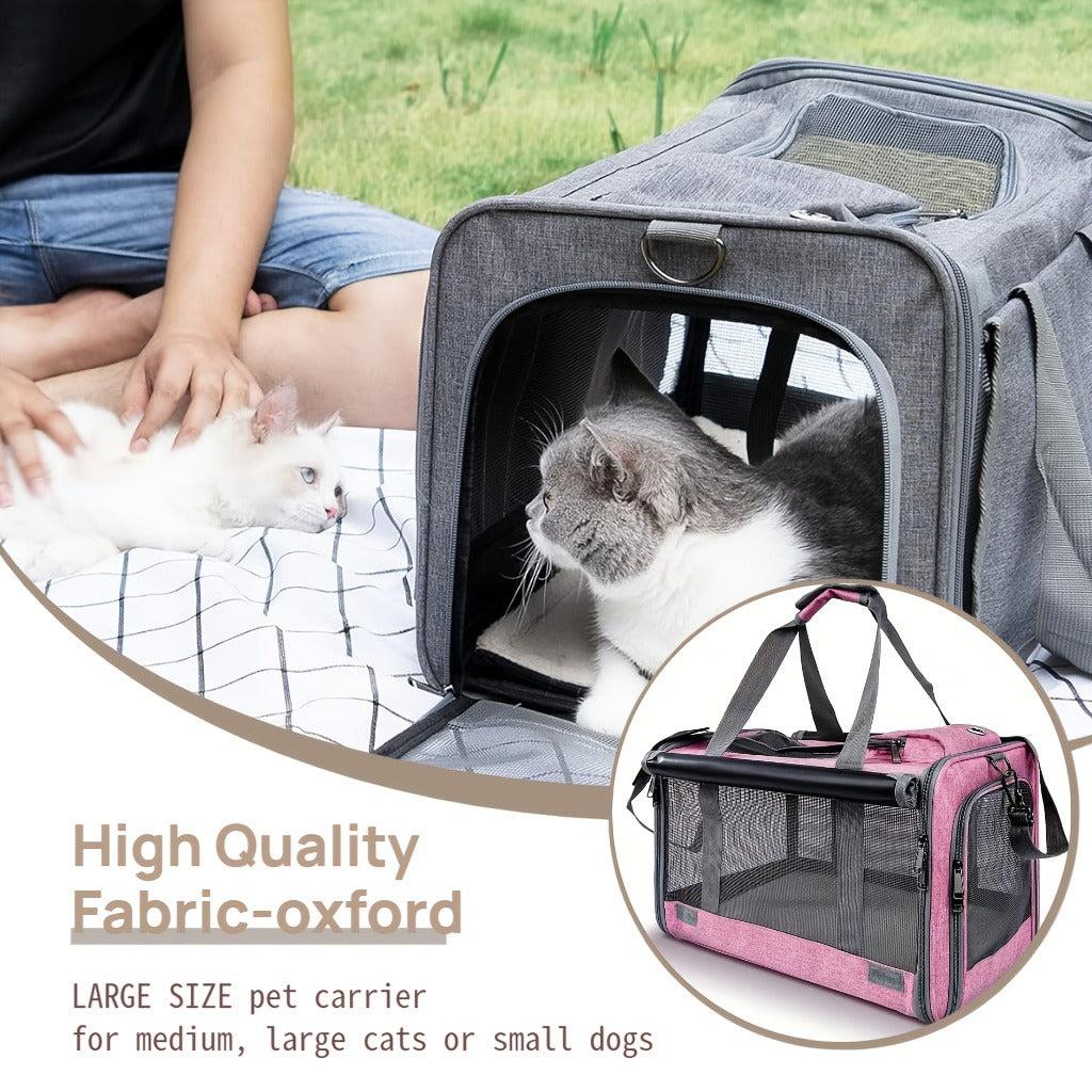 Soft-Sided Mesh-Panel Pet Carrier with Privacy Cover and Nine Color or Accessory Bundle Options