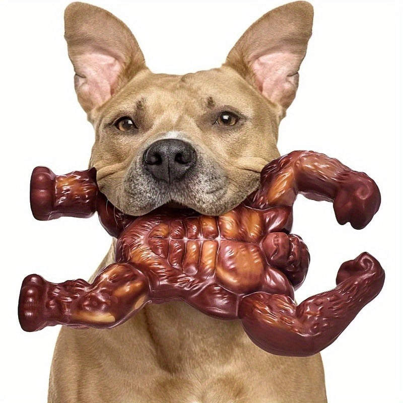 Textured Flexing Figure Dog Chew Toy in Brown, Approx. 6.77 Inches Tall for Medium or Large Dogs