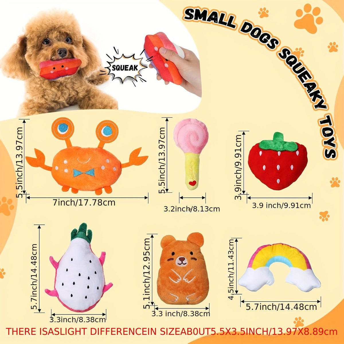 Puppy Chew Toys, Squeaky Plush Dog Toys 80pcs Bulk Set – Colorful Fruit & Animal Shaped Stuffed Toys for Small Medium Dogs