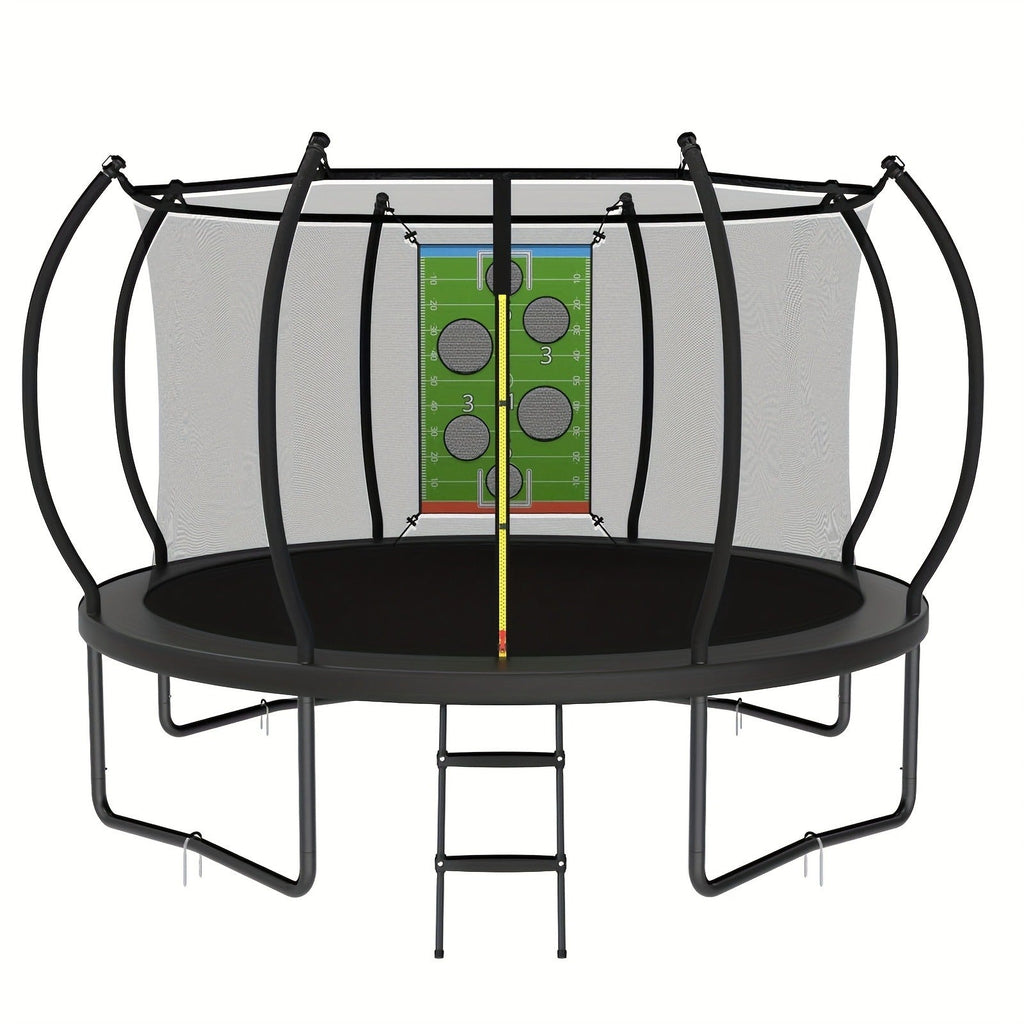 Outdoor Trampoline with Safety Enclosure Net Football Toss Game 8 10 12 14FT Round Backyard Trampoline for Kids Adults Indoor Outdoor Party