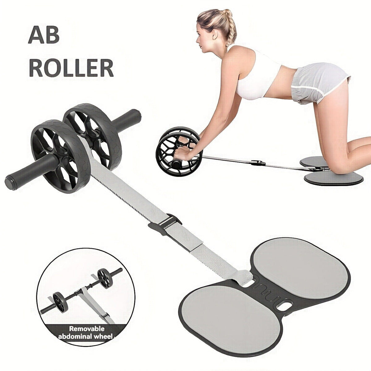 Ab Roller Wheel with Knee Pads & Adjustable Resistance – Automatic Rebound Core Workout Equipment for Home Gym