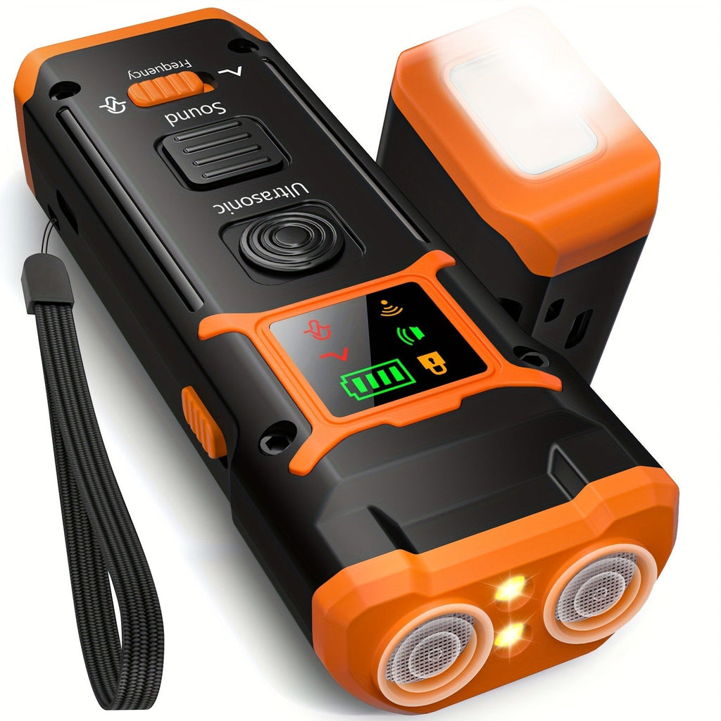 Rechargeable Handheld Ultrasonic Dog Training Aid with Dual Emitters, LED Light and Wrist Strap