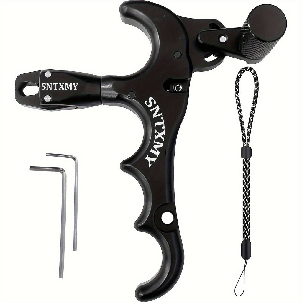 Archery Bow Release Aid for Compound Bow – 360° Rotating Aluminum Thumb Trigger Wrist Strap Release with Adjustable Sensitivity for Hunting