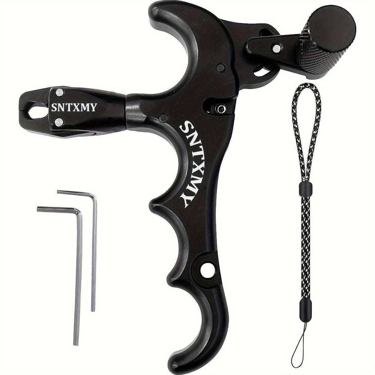 Archery Bow Release Aid for Compound Bow – 360° Rotating Aluminum Thumb Trigger Wrist Strap Release with Adjustable Sensitivity for Hunting