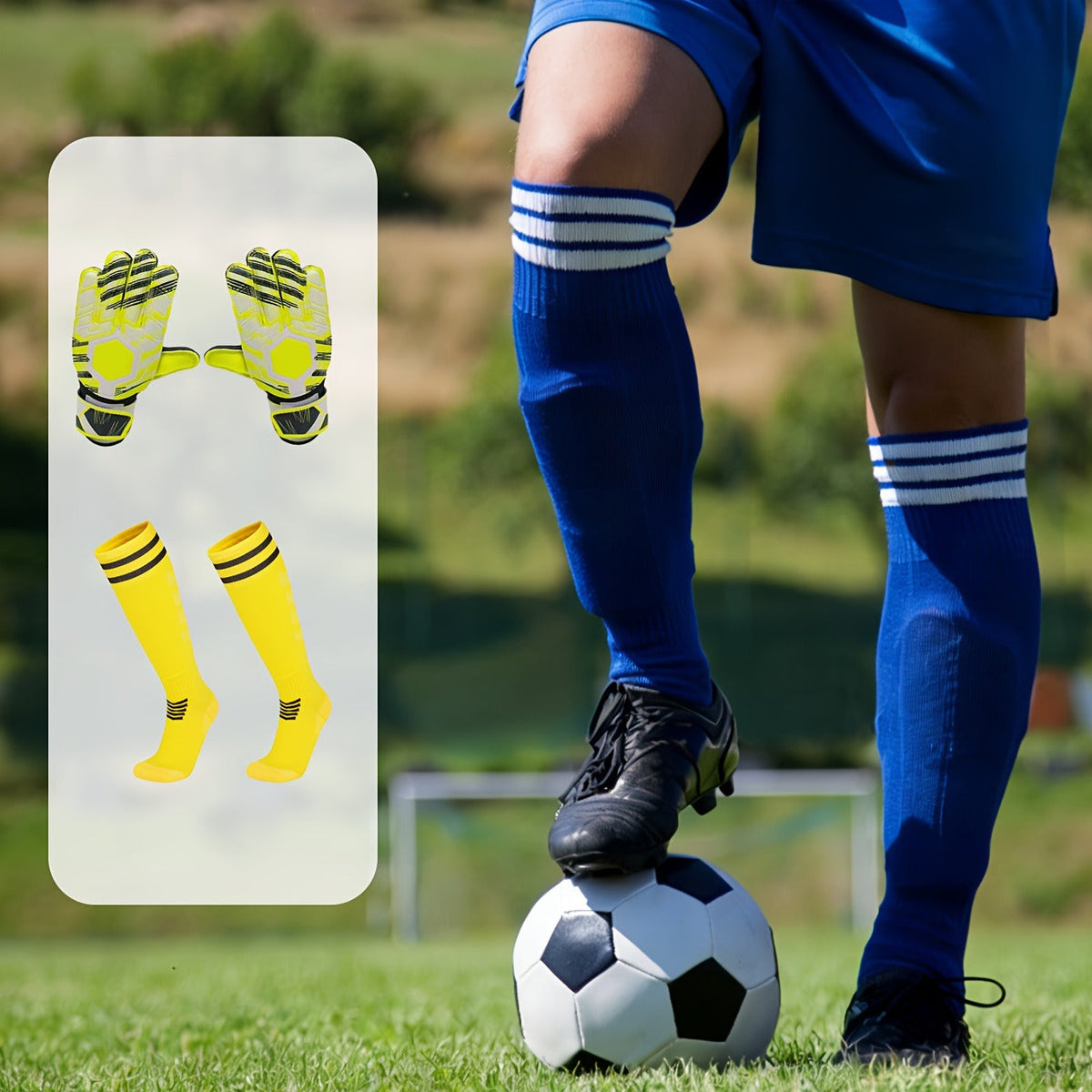Goalkeeper Gloves with Finger Protection Thickened Latex Anti-Slip + Football Socks Set Adult Men Women Professional Soccer Goalie Gloves