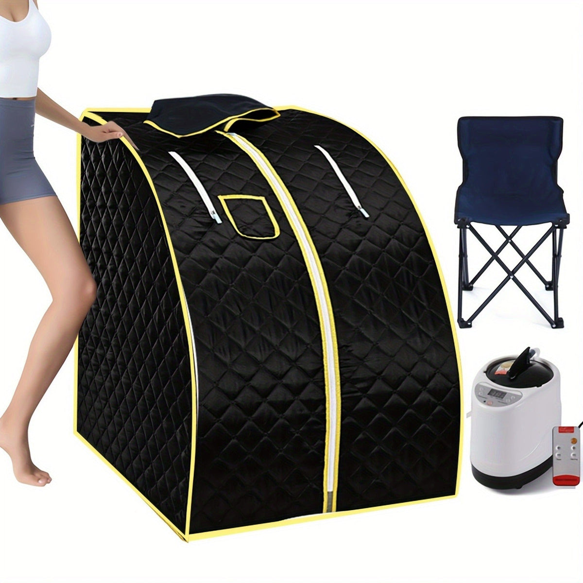 Portable Steam Sauna Tent with Remote Control & Foldable Chair, Personal Home Sauna Room for Detox Weight Loss Relaxation