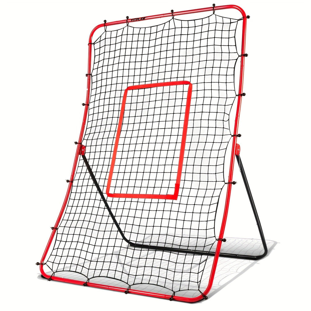 Adjustable Baseball Pitchback Rebounder Net with Red Target, 48 x 68 Inch Frame and Five Angles