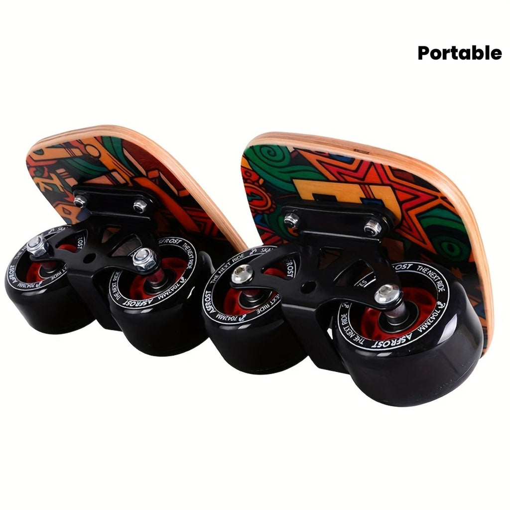 Split Drift Skateboard with PU Wheels & High-End Bearings | 7-Layer Maple Deck Anti-Slip Portable Roller Road Drift Skates Plate