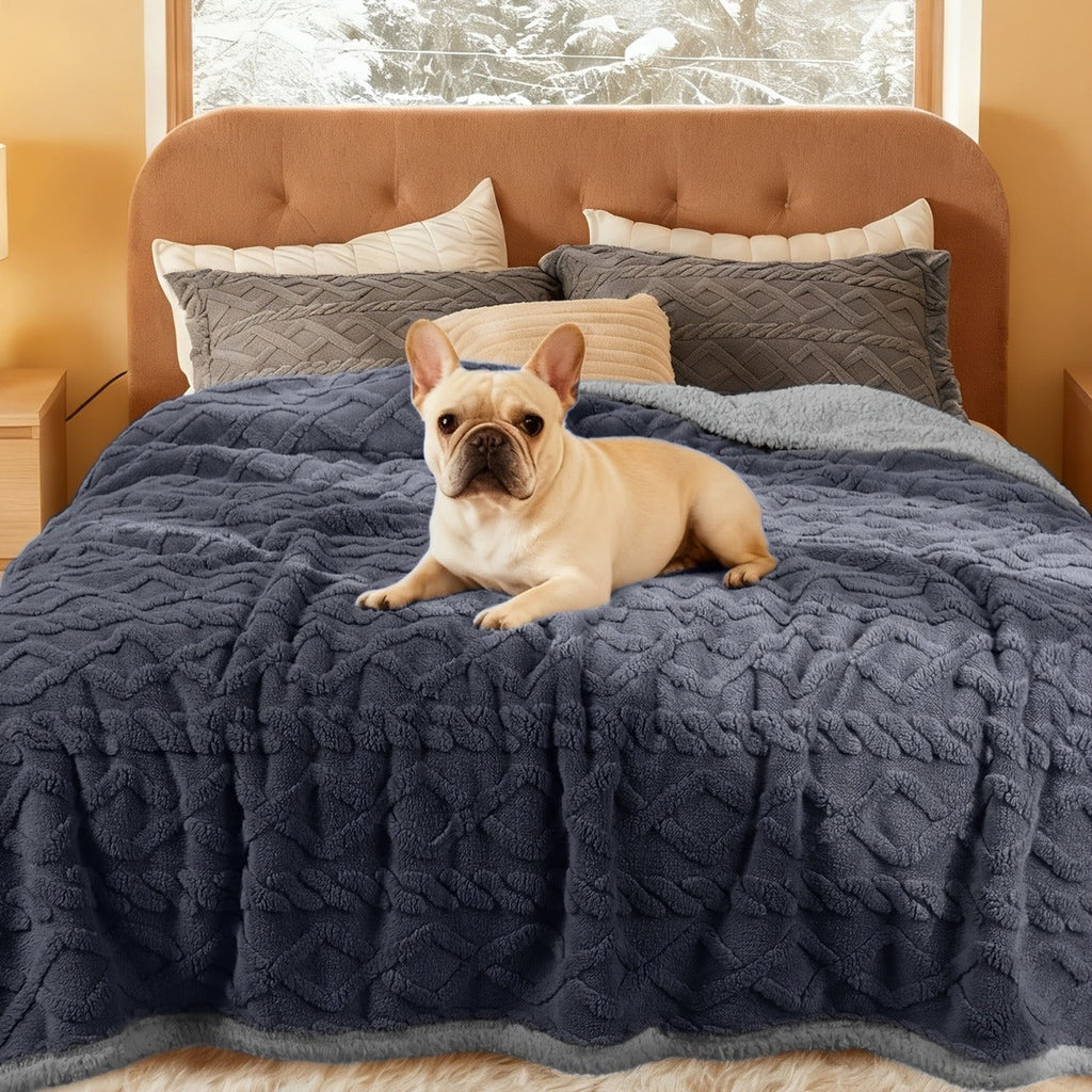Liquid-Proof Dog Blanket for Sofa & Bed – Reversible Sherpa Fleece Pet Throw Cover for Small Medium Large Dogs & Cats, 6 Sizes, 4 Colors