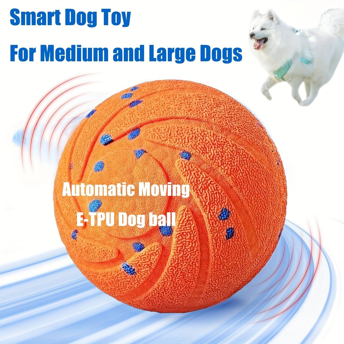 Automatic Moving Dog Ball Toy – Smart Motion-Activated Rolling & Rotating Ball for Medium Large Dogs, E-TPU Durable Bouncy Enrichment Toy
