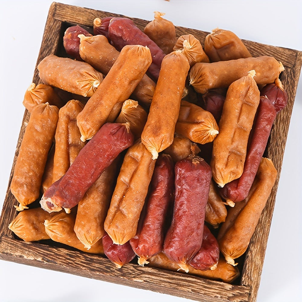 Soft Chew Dog Sausage Treats – Chicken & Duck Flavor, High Protein Fresh Meat Training Treats for Small, Medium & Large Dogs