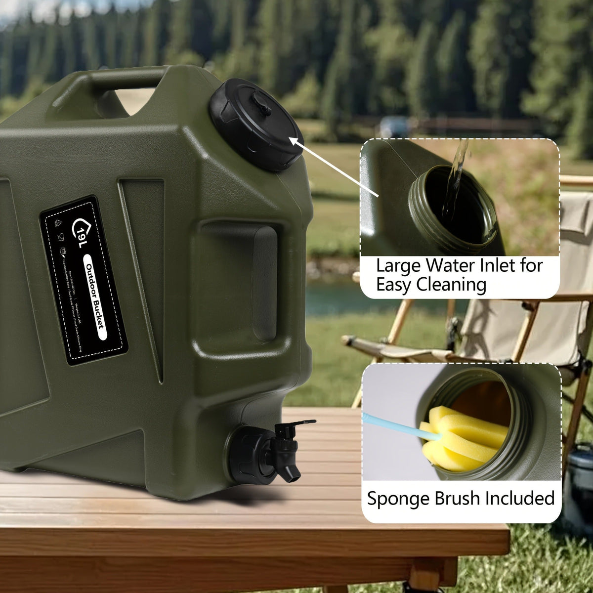 Water Storage Container with Spigot 2 Handles BPA Free PVC Collapsible Water Jug for Camping Outdoor RV Hiking Emergency Survival Portable