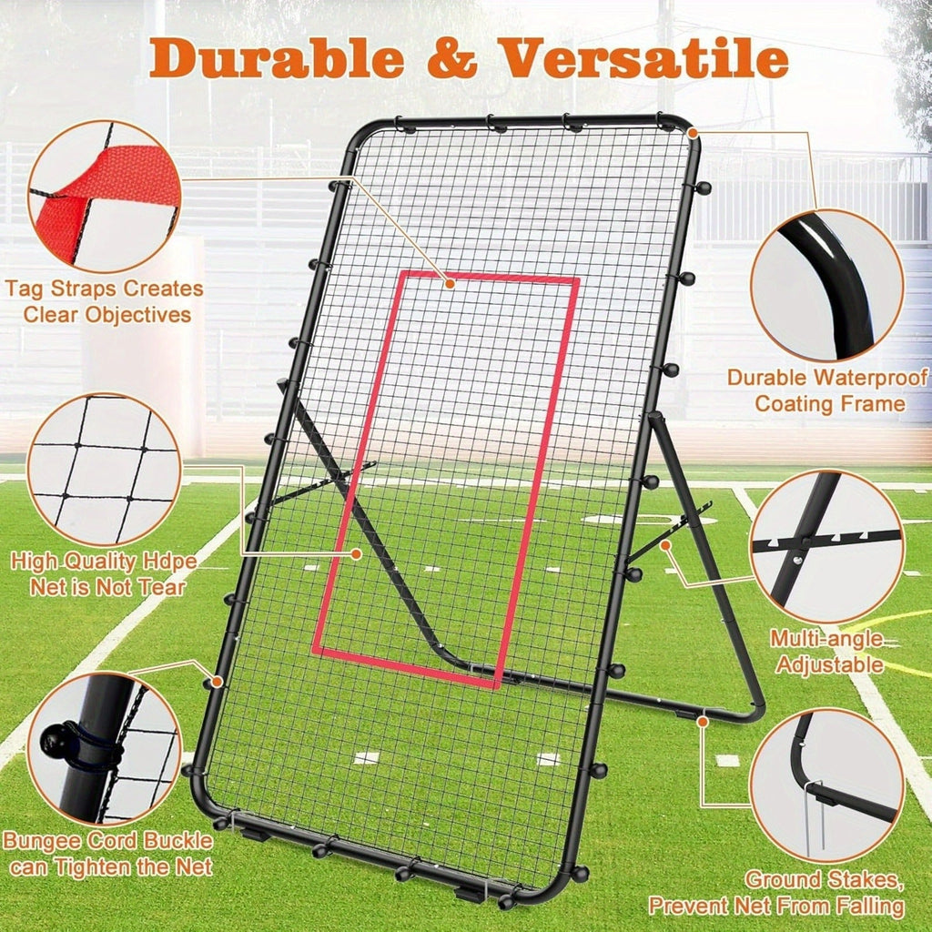 Volleyball Rebounder Net 7x4ft Adjustable Angle – Portable Steel Frame Training Rebounder with High-Tension PE Netting & 24 Elastic Cords