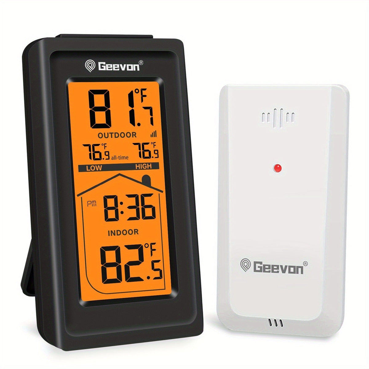 Indoor Outdoor Thermometer Hygrometer – Temperature Humidity Meter with Time Display, 48Hr History, Backlight & Ice Warning