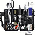 Wilderness Survival Kit, 12/20/60 Piece Outdoor Emergency Gear Set with Paracord Bracelet, Survival Whistle, Flashlight, Wire Saw & More