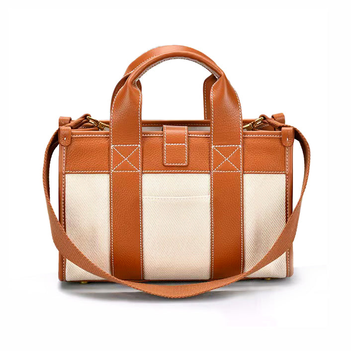 Canvas Genuine Leather Women's Commuter Bag,11.4in Length -i7bags