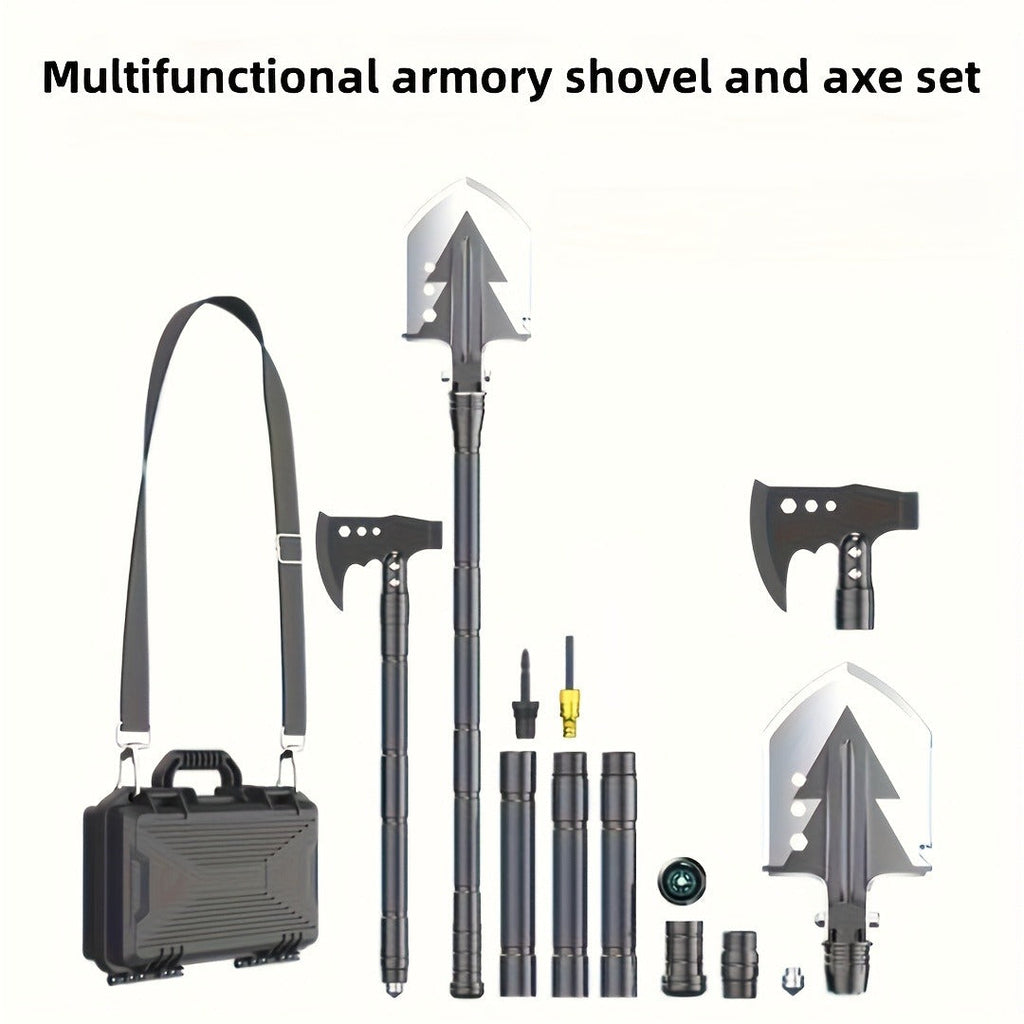 Hand-Forged Camping Axe & Shovel Set Portable Outdoor Tool Kit for Chopping Firewood Hiking Backpacking Gardening Backyard Survival