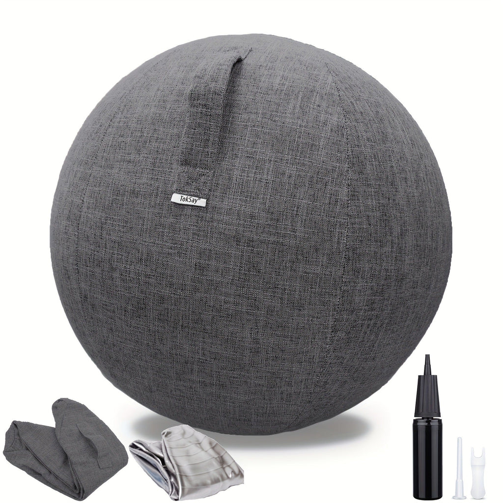 Fitness Equipment 65cm Exercise Ball with Fitted Fabric Cover Carry Handle Pump and Two Colors