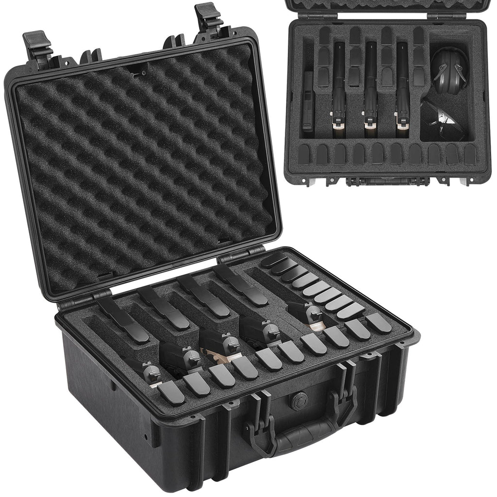Hard Pistol Case IP67 Waterproof – TSA Approved Lockable Handgun Case with XPE Pre-Cut Foam Lining, Pressure Release Valve & Dual Padlock
