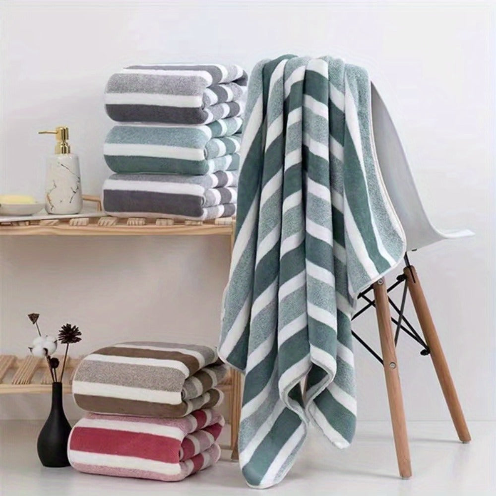 Bath Hand Towels, Towel Set 8 Piece Two-Color Striped Mix with 2 Bath, 2 Face and 4 Hand Towels in Four Colors