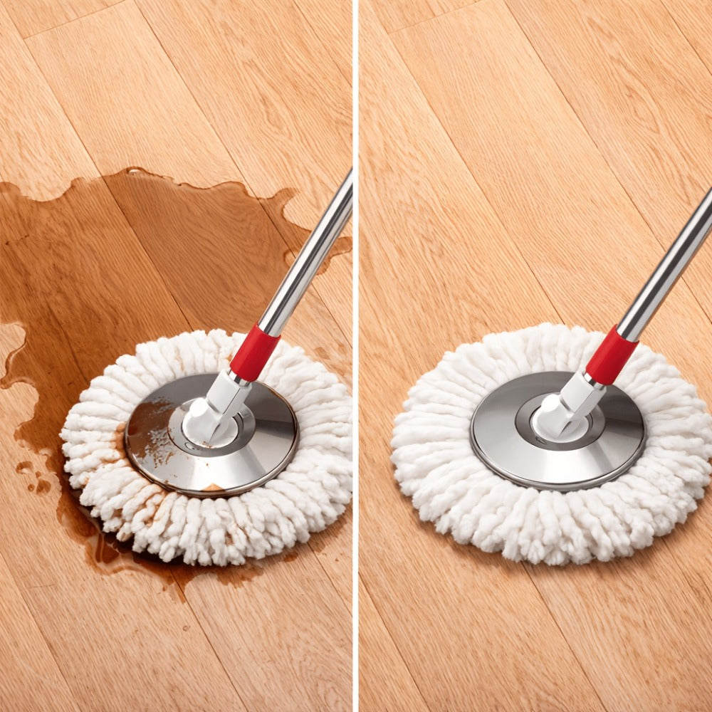 Spin Mop and Bucket Set 360° with 4 Microfiber Mop Heads – Wringer Bucket Floor Cleaning Kit for Hardwood Tile Laminate
