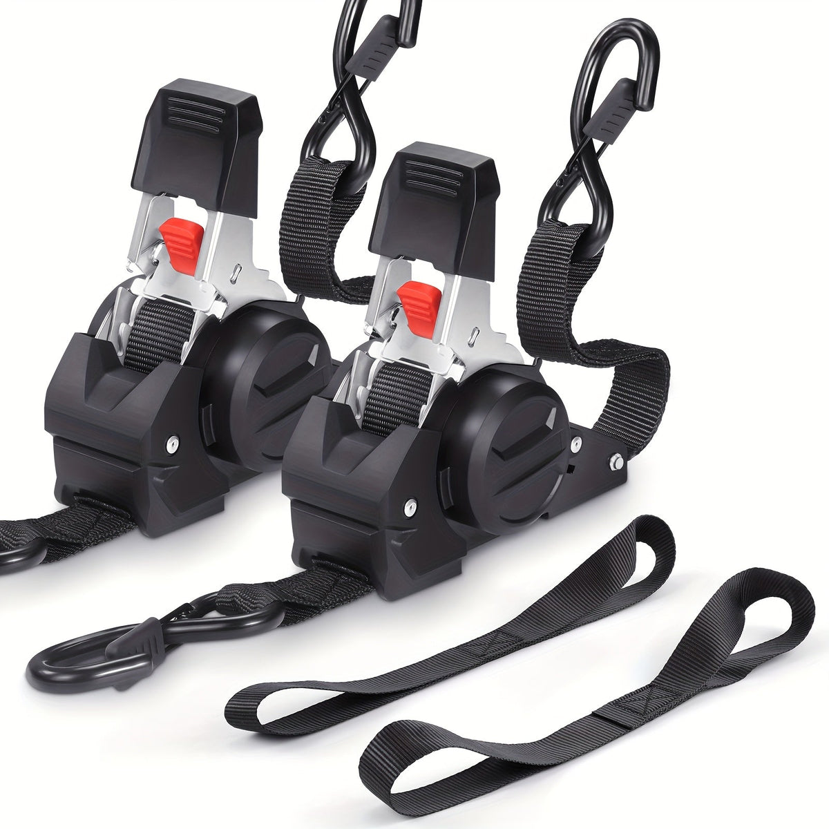 Retractable Ratchet Straps with Extension Strap for Entryways, Bedrooms and Living Spaces, with Listed Configuration