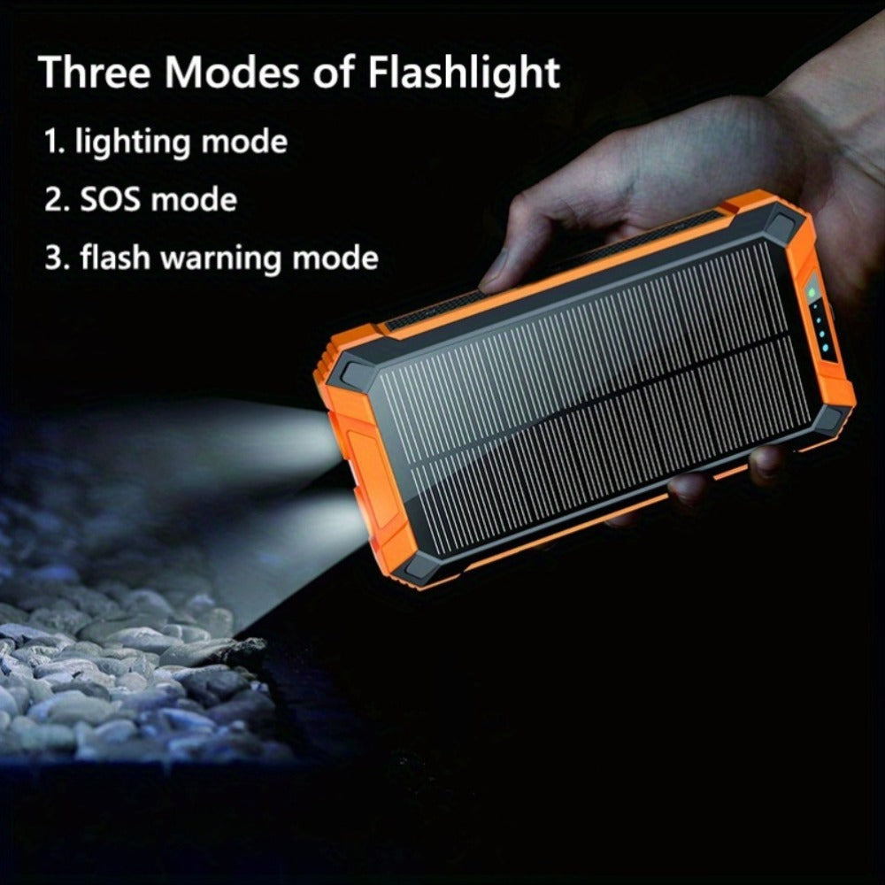 Power Bank Solar 28800mAh or 42800mAh with Wireless Charging, Four Cables and Dual Flashlights