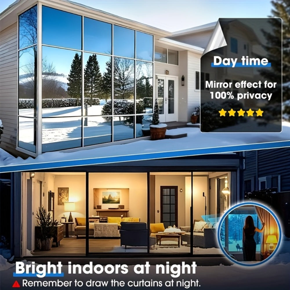 One Way Window Film Static Cling No Glue UV Blocking Heat Control Reflective Mirror Film for Home Office Bathroom