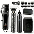 USB Precision Hair Clipper Set for Men, Wireless Electric Clippers & Nose Trimmer Shaver for Everyday Face, Beard and Body Grooming