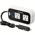 White-and-Black 200W Car Power Inverter with Two AC Outlets, 30W PD USB-C and 24W QC3.0 Ports