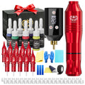 Tattoo Machine Kit Neebol Wireless Pen with Screen Display, 10 Cartridges, 7 Inks and Four Color or Pro Options