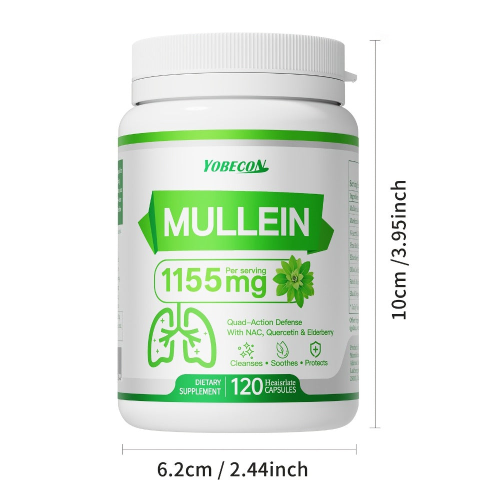 Mullein Lung Cleanse Capsules with NAC 45000mg – Mucus Removal, Dry Cough Relief & Respiratory Support Supplement for Women & Men