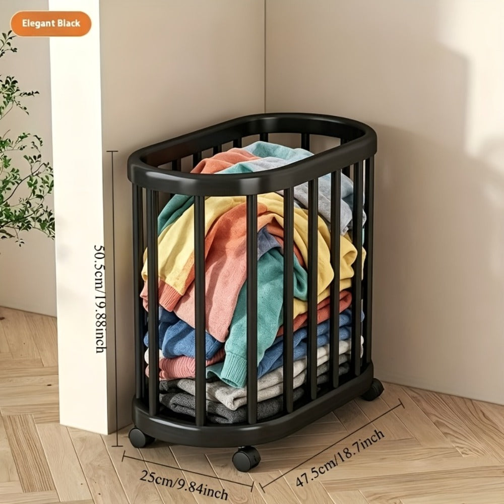 Laundry Hamper with Wheels Large Capacity Slim – Rolling Laundry Basket for Bathroom, Bedroom & Closet, Tall Narrow Clothes Hamper for Yoga