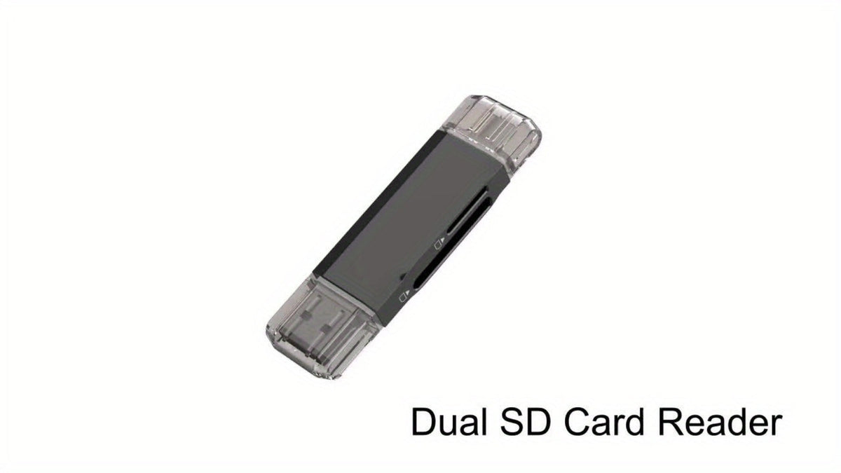 Compact SD Card Reader with USB-A & USB-C Dual Connector, High-Speed Memory Card Adapter for Micro SD SDHC SDXC
