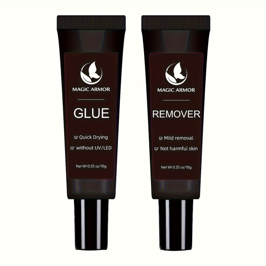 Press On Nail Glue and Remover Kit with 10g Clear Drying Adhesive for Acrylic and False Nails