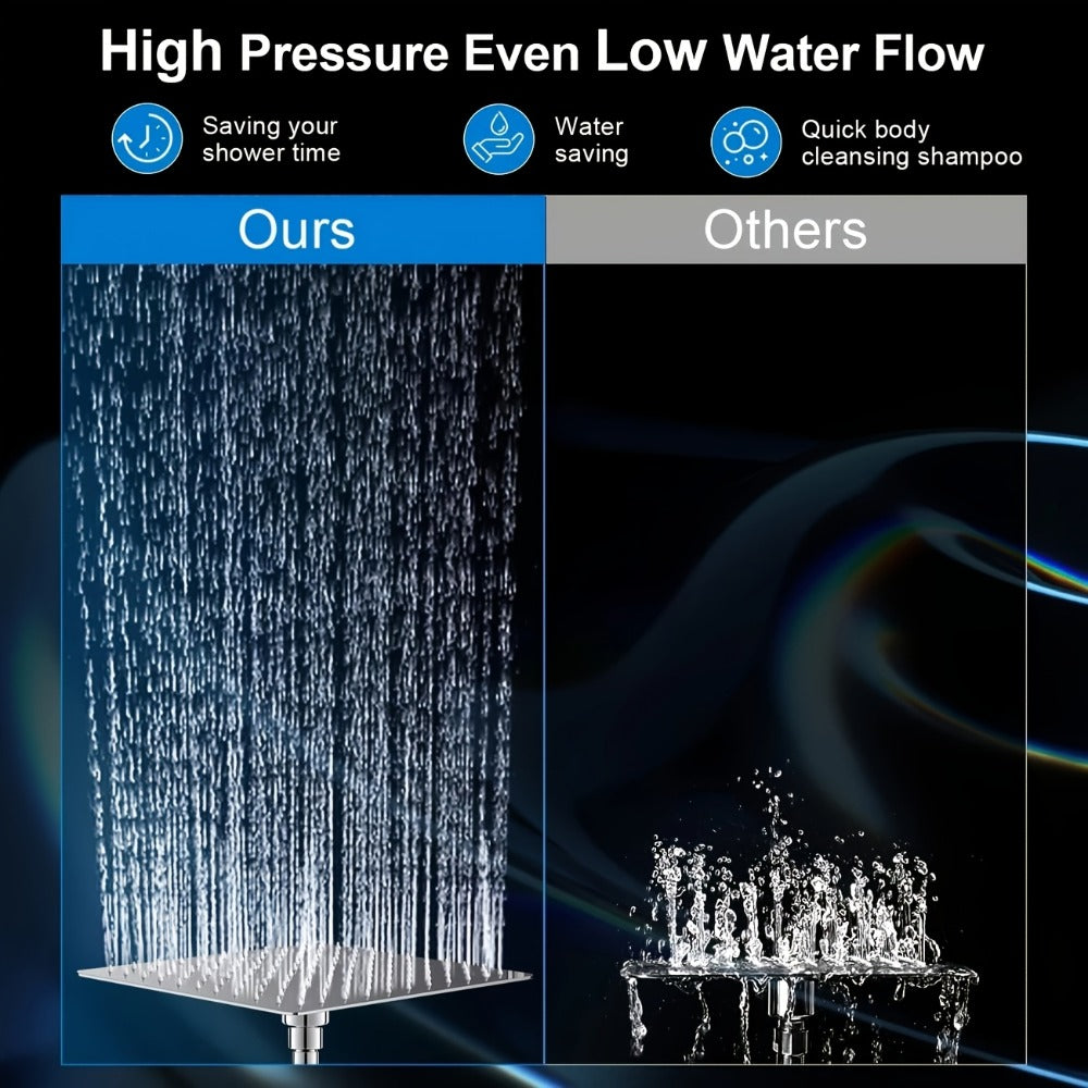 High Pressure Rainfall Shower Head Combo with Handheld Spray – 9 Spray Settings, 180° Adjustable Bracket, Stainless Steel Hose