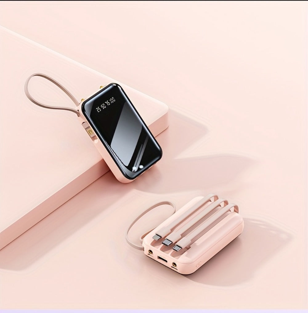 Power Bank 50000mAh 22.5W with Integrated Cable Array, Digital Display and LED Flashlight in Two Colors