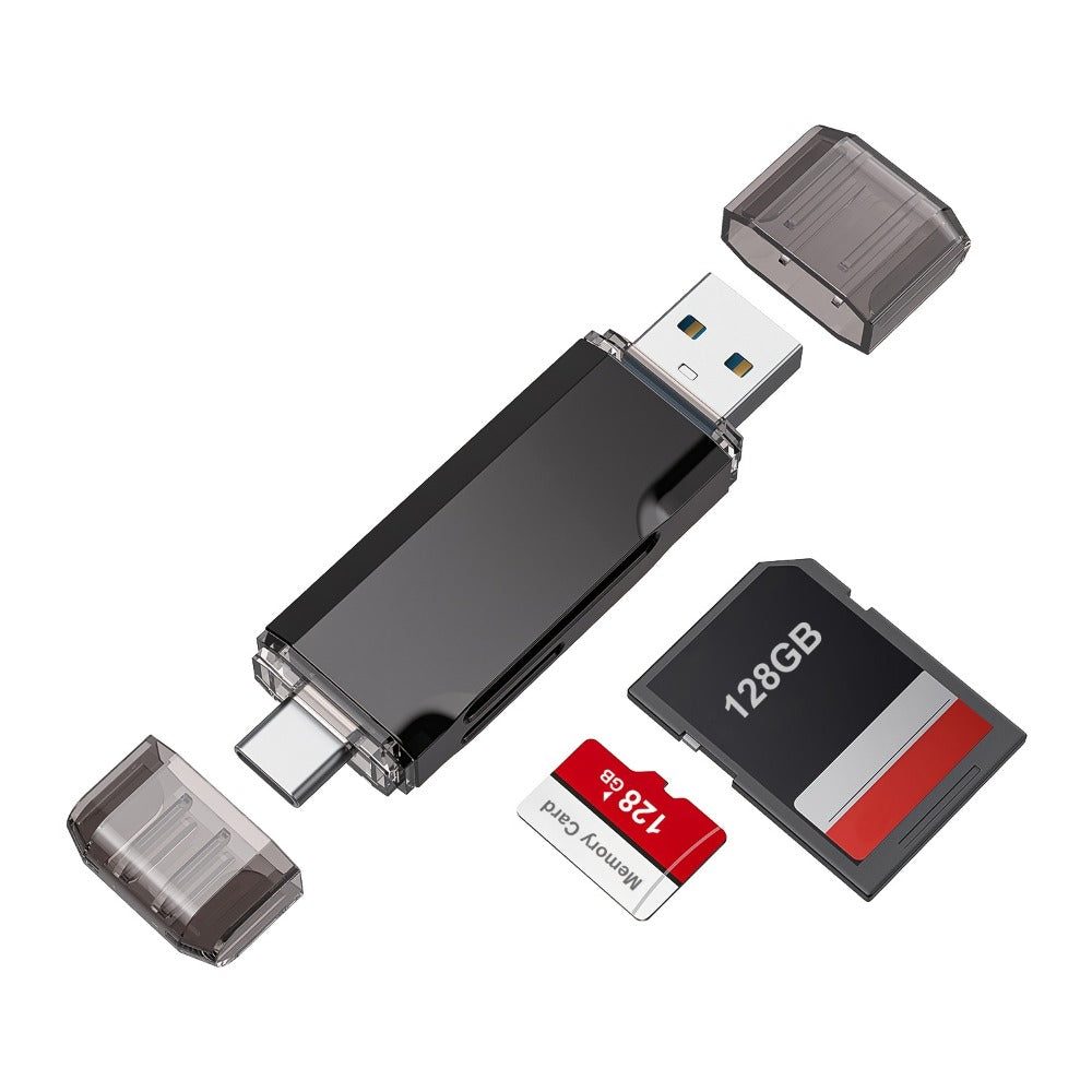 Compact SD Card Reader with USB-A & USB-C Dual Connector, High-Speed Memory Card Adapter for Micro SD SDHC SDXC