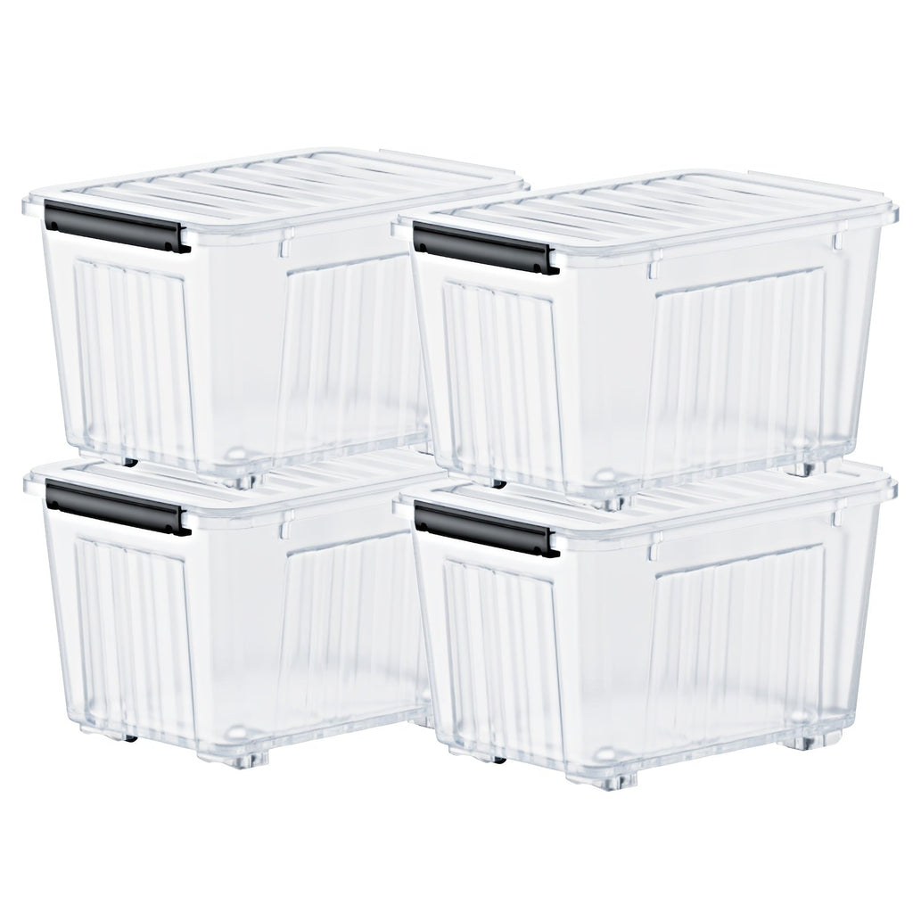 Stackable 72- and 97-Quart Storage Bin Sets with Lids, Wheels, Three Colors and 4- or 6-Pack Options