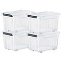 Stackable 72- and 97-Quart Storage Bin Sets with Lids, Wheels, Three Colors and 4- or 6-Pack Options
