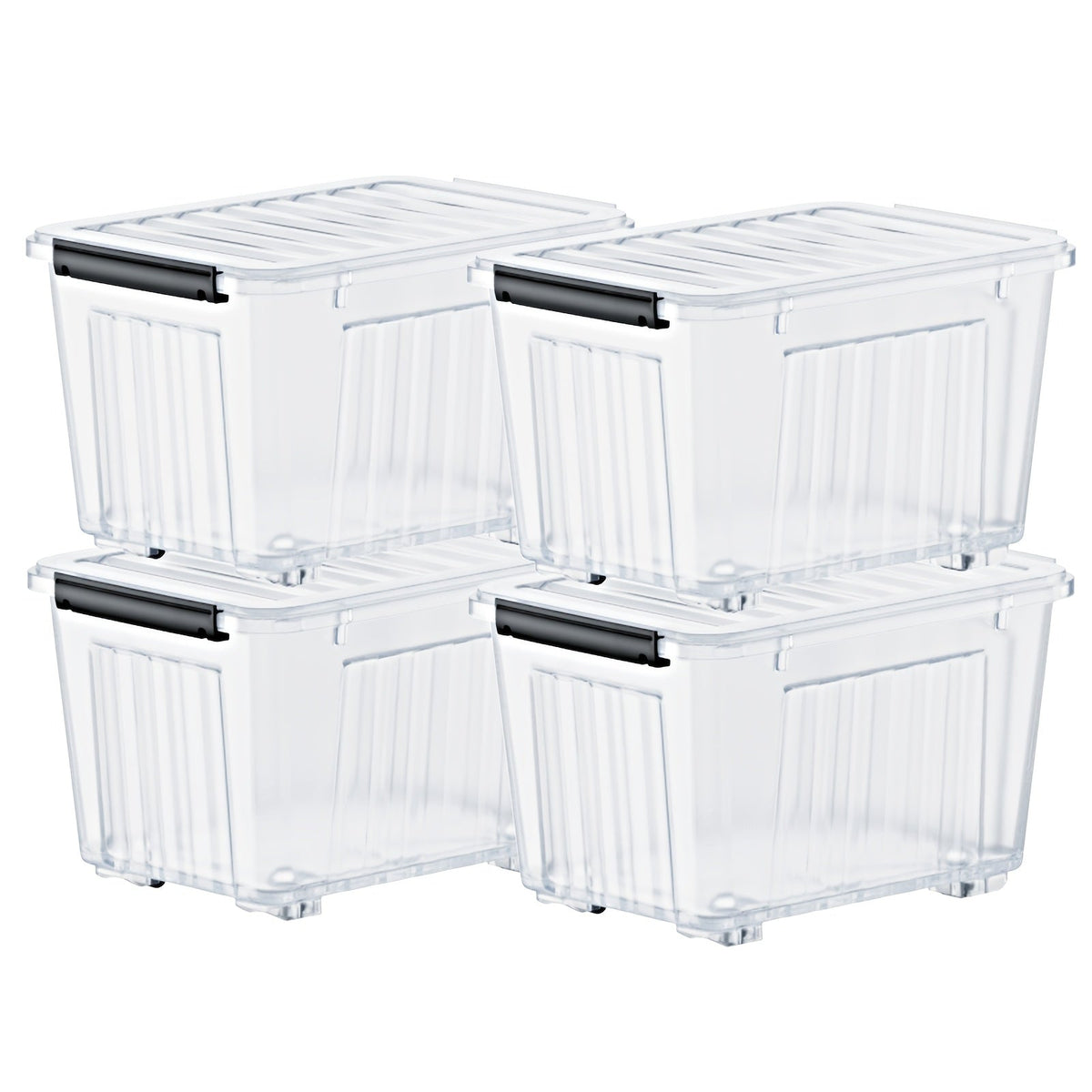 Stackable 72- and 97-Quart Storage Bin Sets with Lids, Wheels, Three Colors and 4- or 6-Pack Options