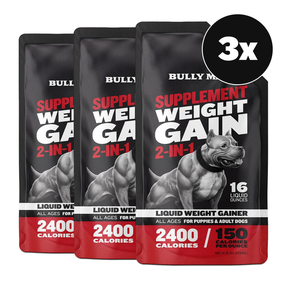 High-Calorie Liquid Dog Weight Supplement 3 bottles