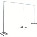 Backdrop Stand 20 x 10-Foot Stainless Pipe-and-Drape Frame with Three Square Bases and 15-Pole Kit