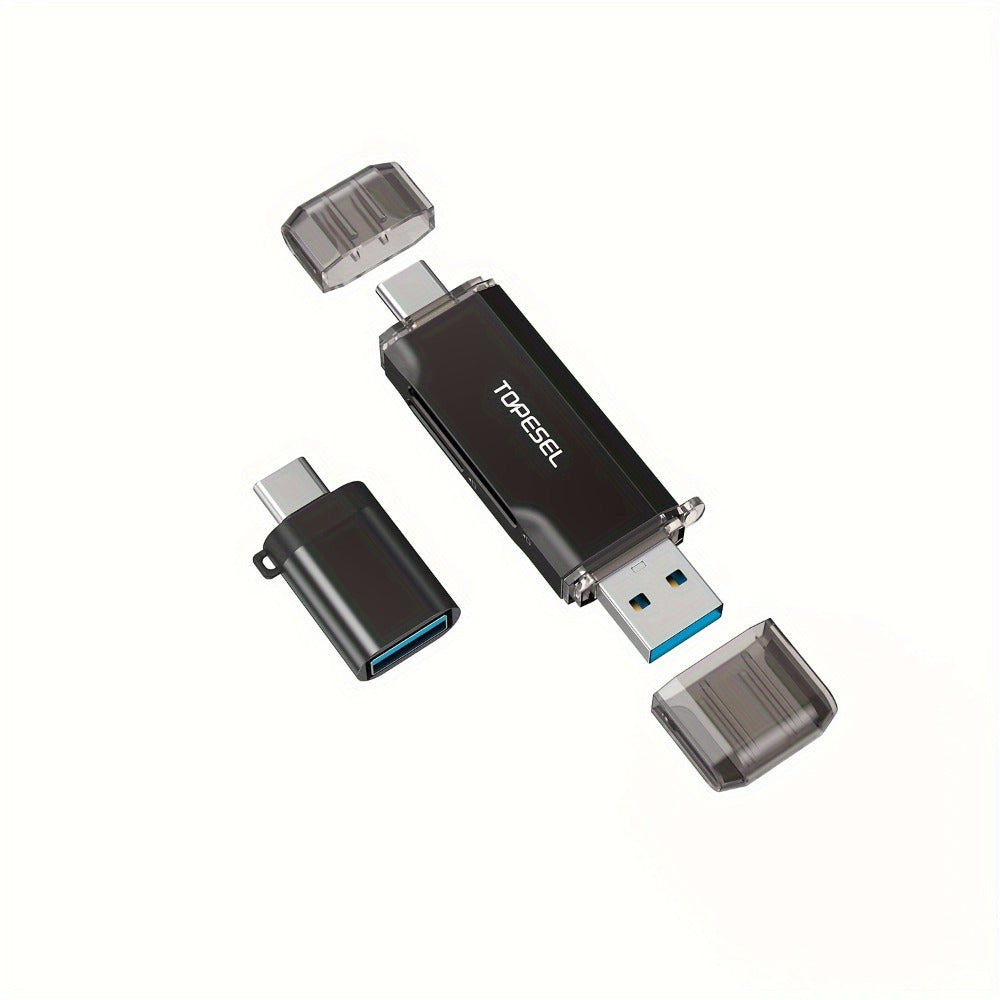 Compact SD Card Reader with USB-A & USB-C Dual Connector, High-Speed Memory Card Adapter for Micro SD SDHC SDXC