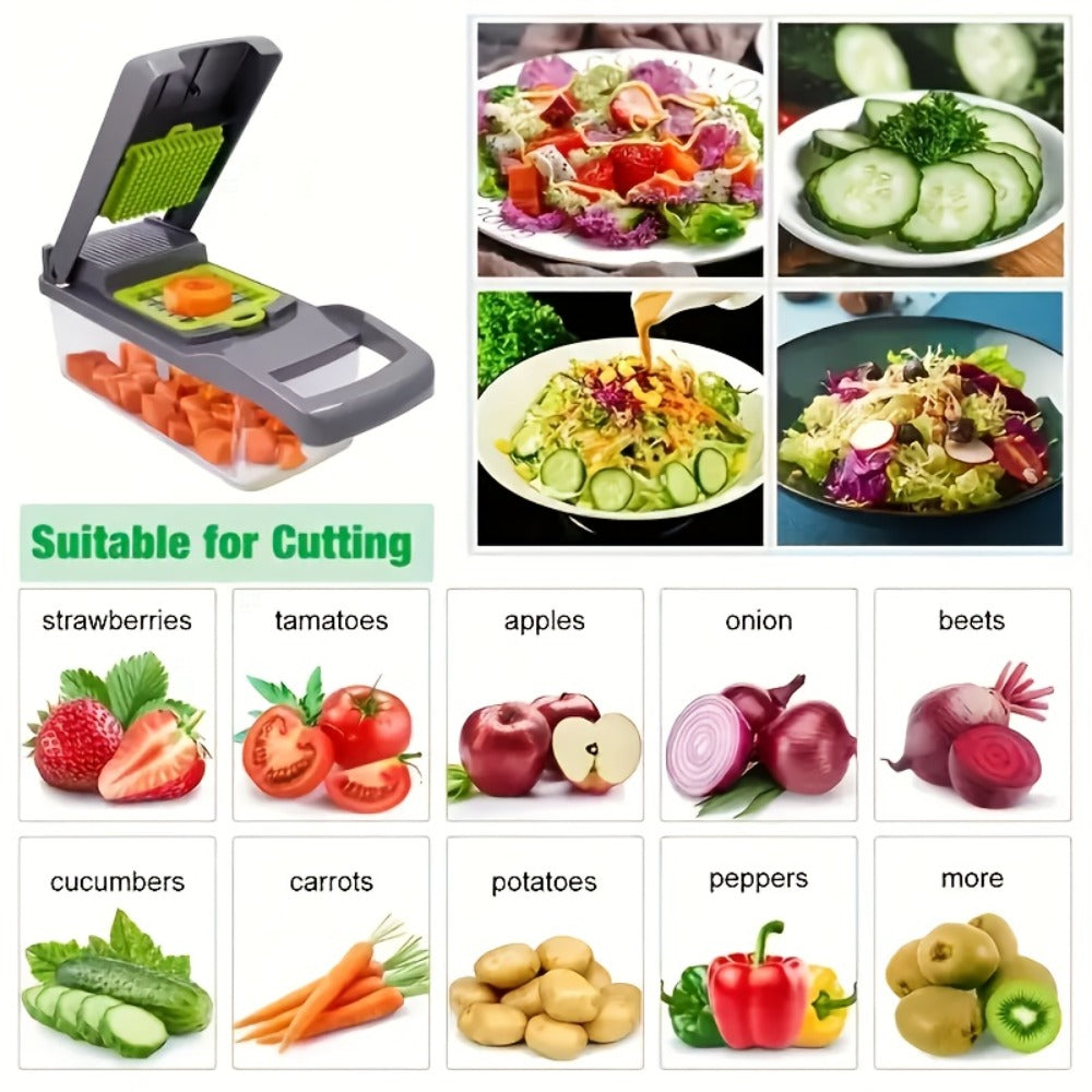 Vegetable Chopper Multifunctional Food Slicer Dicer Cutter 8 Blades Kitchen Tool Set for Bath Time, Home Spa and Personal Care
