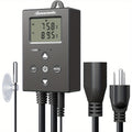 Digital Temperature Controller Thermostat Outlet Heating Cooling Mode 14°F-140°F LCD Display Buzzer for Garden, Patio and Yard Use