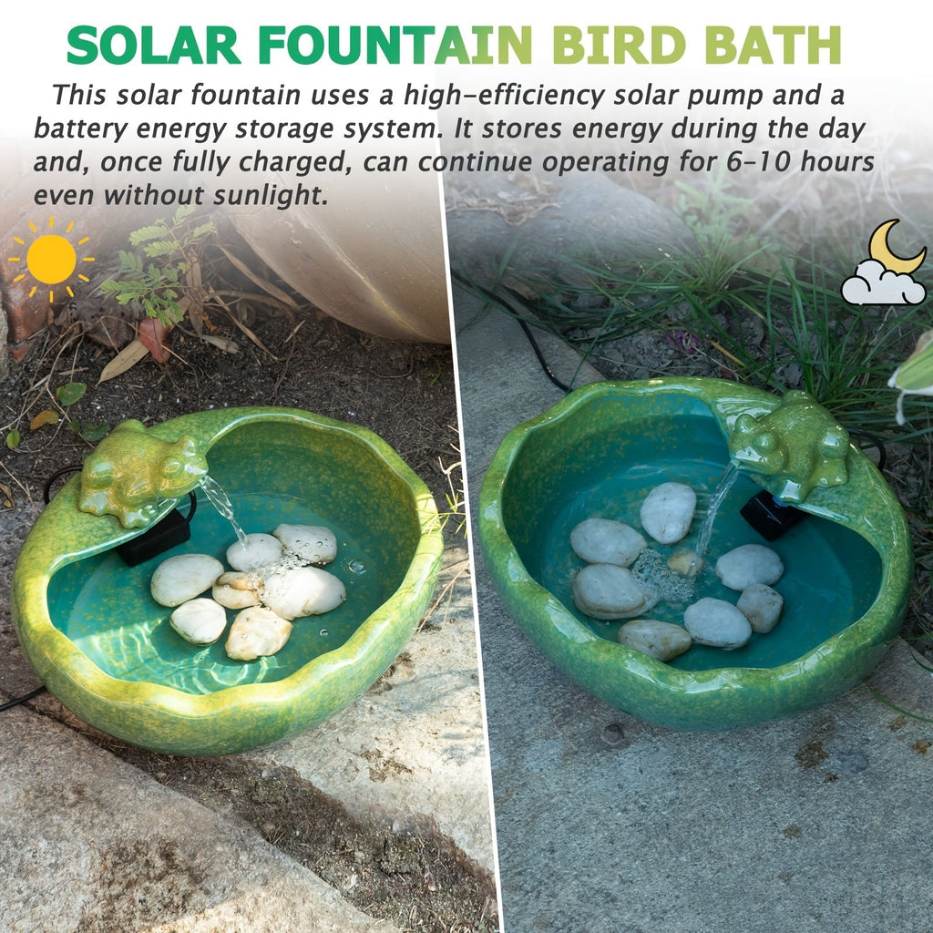 Ceramic Solar Fountain with Battery Backup for Garden, Pathway and Patio Lighting, with the Listed Configuration